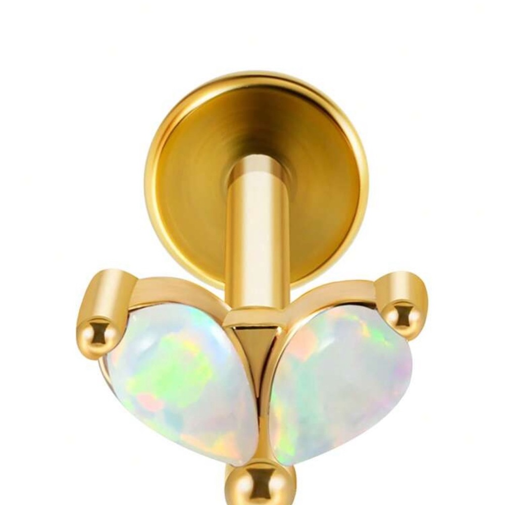 Gold and opal flat-back piercing jewelry